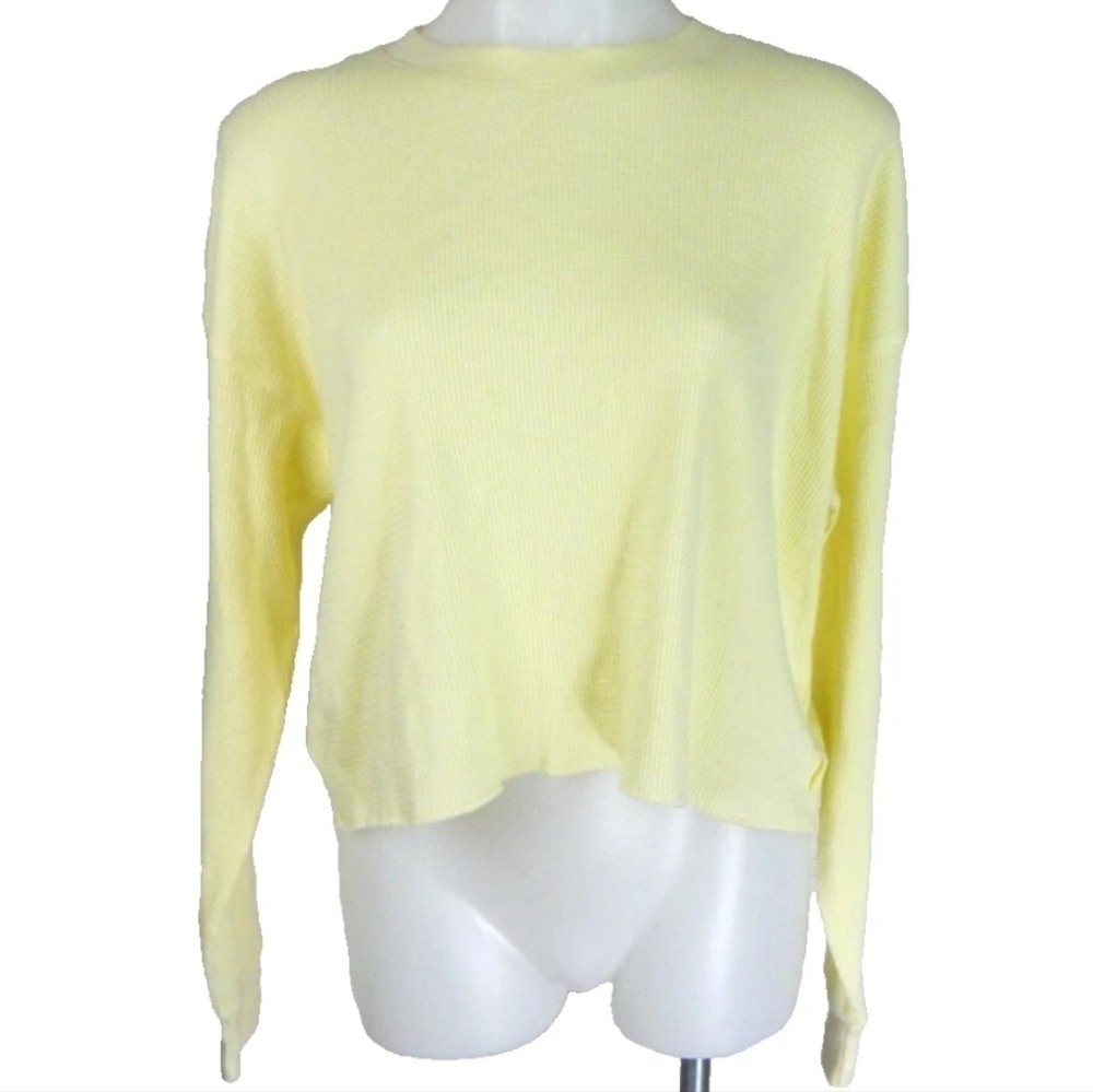 TNA Butter Yellow Boxy Waffle Tee‎